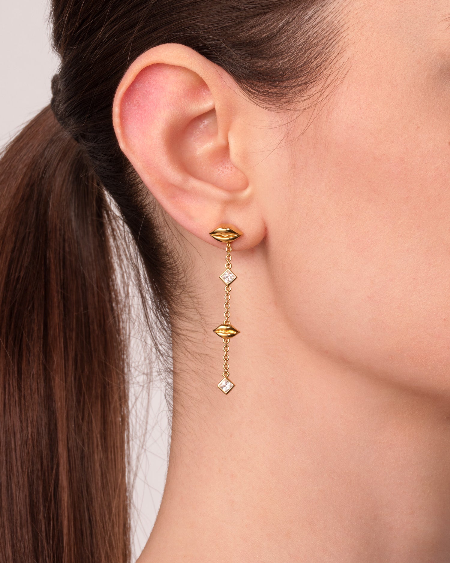 Gold Asymmetrical Kiss Earrings