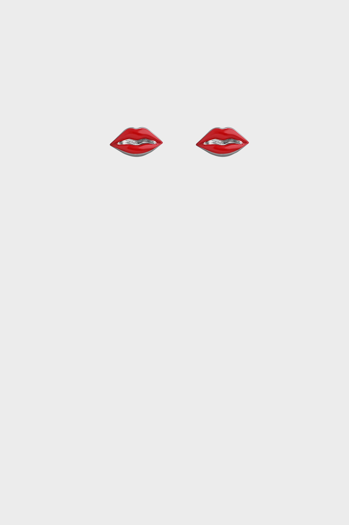 Silver Opaque Red Kiss Stud Earrings
