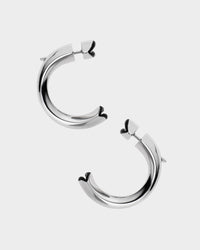 Silver Opaque Black Kiss Hoop Earrings