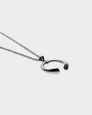 Silver Opaque Black Enamel Kiss Pendant