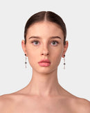 Silver Opaque Black Kiss Drop Earring