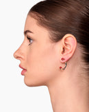 Silver Opaque Red Kiss Hoop Earrings