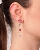 Silver Opaque Red Kiss Drop Earrings