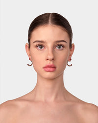Silver Opaque Red Kiss Hoop Earrings