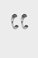 Silver Opaque Black Kiss Hoop Earrings