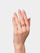 Silver Kiss Ring Translucent Red