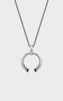 Silver Opaque Black Enamel Kiss Pendant