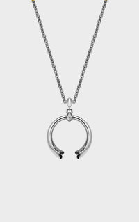 Silver Opaque Black Enamel Kiss Pendant