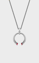Silver Translucent Red Enamel Kiss Pendant
