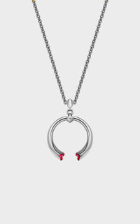 Silver Translucent Red Enamel Kiss Pendant