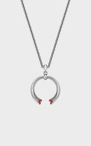 Silver Opaque Red Enamel Kiss Pendant