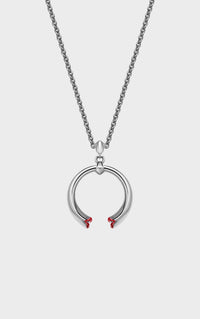 Silver Opaque Red Enamel Kiss Pendant