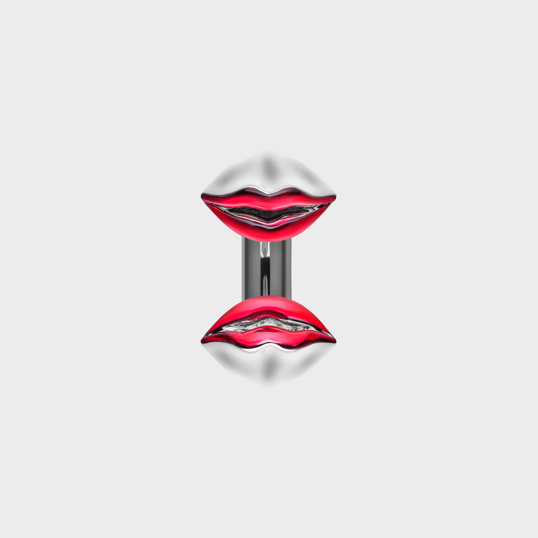 Silver Kiss Ring Translucent Red