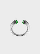 Silver Kiss Small Ring Green