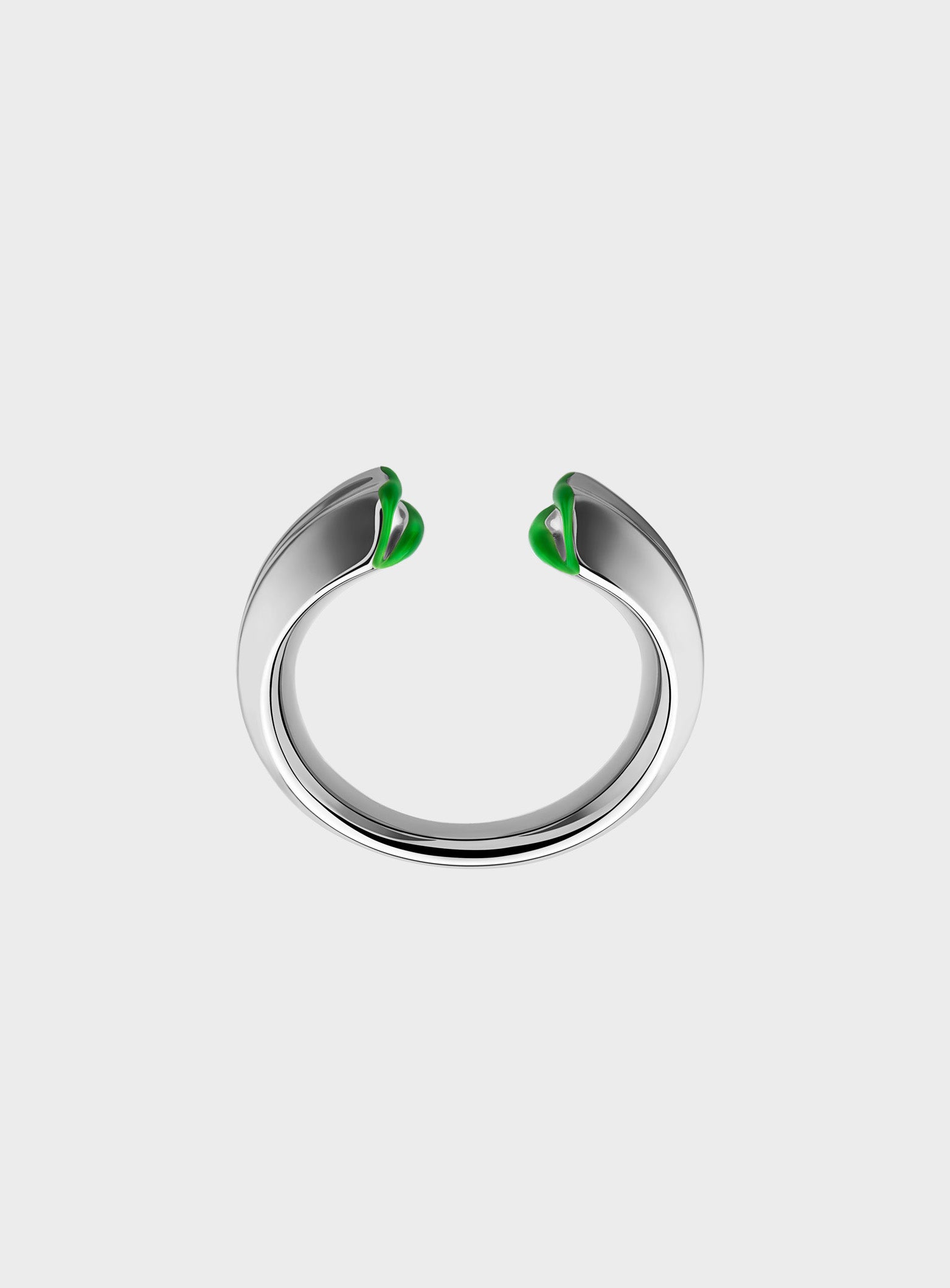 Silver Kiss Small Ring Green