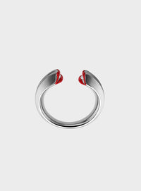 Silver Kiss Small Ring Opaque Red
