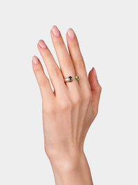 Silver Kiss Small Ring Green